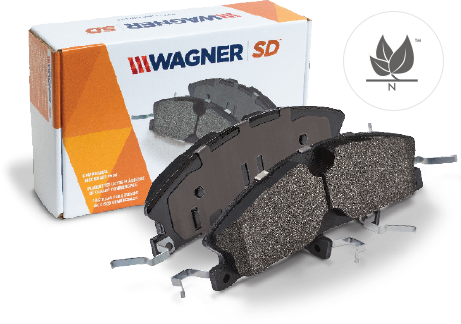 vista del paquete de pastillas de freno severeduty wagner.